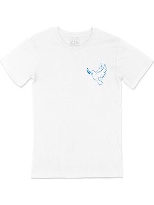 Cix Zeytin Dalı Cep Logo Tasarımlı Beyaz Tişört