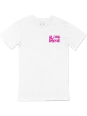 Cix Pembe Let It Heal Your Soul Cep Logo Tasarımlı Beyaz Tişört