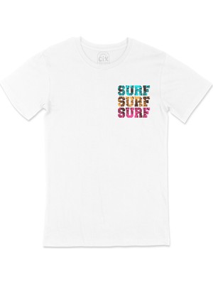 Cix Surf Surf Surf Cep Logo Tasarımlı Beyaz Tişört