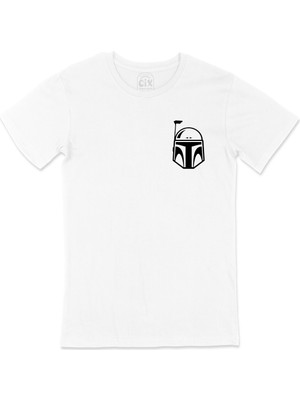 Cix Star Wars Boba Fett Cep Logo Tasarımlı Beyaz Tişört
