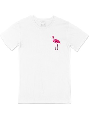 Cix Polygon Flamingo Cep Logo Tasarımlı Beyaz Tişört