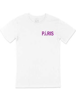 Cix Paris Eyfel Cep Logo Tasarımlı Beyaz Tişört