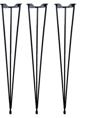 A Design Firkete Tel Sehpa Ayağı 3'lü Paket - 50 cm - Siyah Renkli