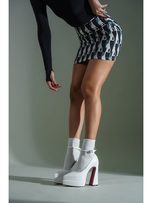 Ayakkabı Ateşi Beyaz Cilt Çift Platform Özel Tasarım Kadın Ayakkabı Rigels