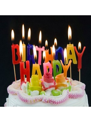 Kuzey Renkli Yazılı Happy Bırthday Doğum Günü Mumu Renkli Happy Bırthday Pasta Mumu Happy Bırthday Candle