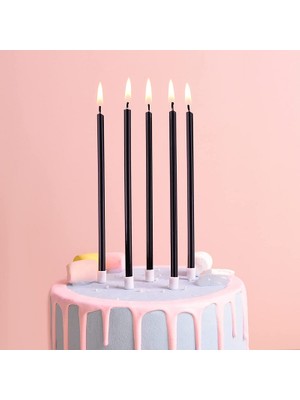 Kuzey 12 Adet Siyah Pasta Mumu Siyah Doğum Günü Mumu Siyah Uzun Mum Siyah Ince Mum Siyah Mum Church Black Candles