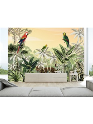 Umut Gergi Tavan 3D Palmiye Temalı Duvar Kağıdı PVC 300 cm x 300 cm Yırtılmaz ve Silinebilir