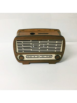 Kalides Retro Radyo Kumbara Ahşap Malzeme ile Şık Tasarım ve Açılıp Kapanabilen Kilit Mekanizması
