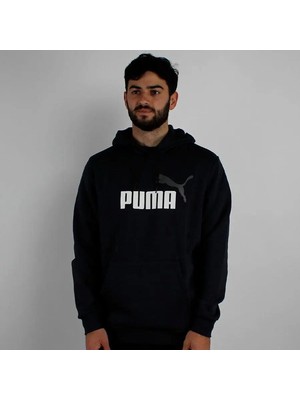 Puma Ess 2 Col Big Logo Hoodie Puma Black Puma White Erkek Kapişonlu Sweat Siyah 58676461