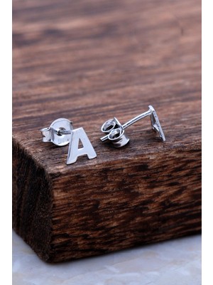 Sümer Telkari A Harfi Rodyumlu Gümüş Küpe