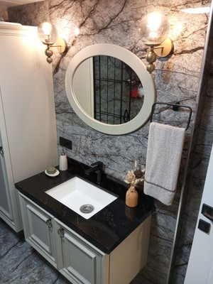 Granite Rising Granit Banyo Lavabo Eviyesi - Beyaz Renk - 51 x 37 cm