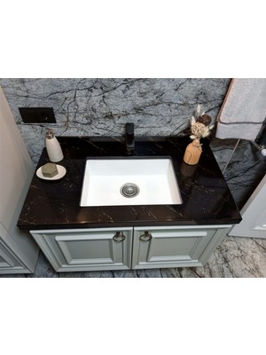 Granite Rising Granit Banyo Lavabo Eviyesi - Beyaz Renk - 51 x 37 cm