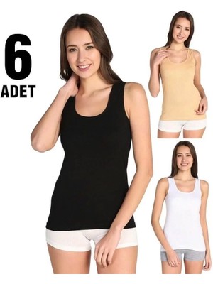 Tutku Kalın Askılı Renkli Bayan Ribana Atlet 6'lı