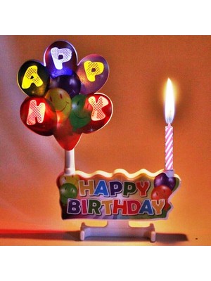 Kuzey LED Işıklı Pasta Mumu Müzikli Pasta Mumu Pilli Mum Doğum Günü Pasta Mumu Balloons Happy Bırthday Candles