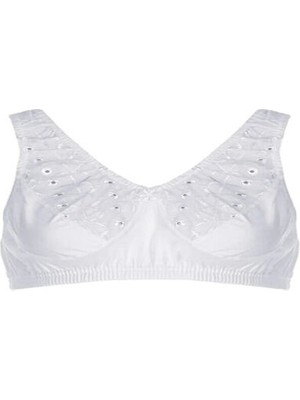 Çamaşır Bahçesi Kadın Beyaz Pamuk Penye Brode Dantelli Yarım Atlet 2'li Paket