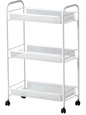 IKEA Servis Arabası 3 Katlı Metal Beyaz Meridyendukkan 26X48X77 cm Banyo-Mutfak Düzenleyici Ünite