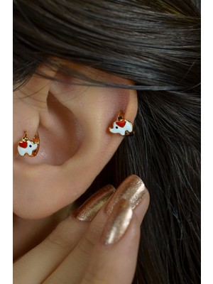 Sacce Scarves&Accessories Kırmızı Kalp Mini Filli Tragus Piercing Helix Kıkırdak Üst Lob Küpesi