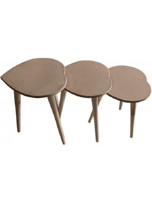 Altınyapı Hobi Market 3'lü  Kalpli Sehpa Ham Mdf ve Boyasız