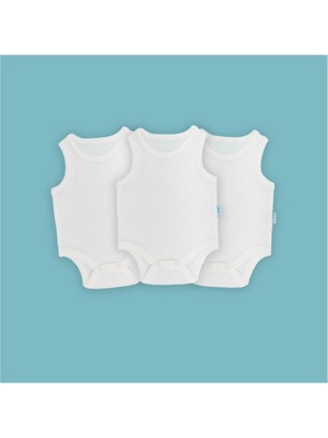 Novibaby 3'lü Bebek Atlet Body Zıbın Çıtçıtlı Ekru 100% Pamuk 9-12 Ay