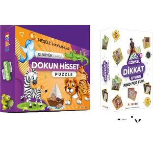 Neşeli Hayvanlar  Dokun Hisset Puzzle - Clup Görsel Dikkat Oyun