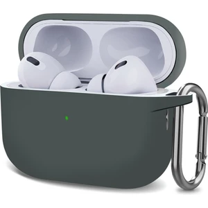 Airpods Pro 2.nesil Kılıf Askılı Mat Silikon Koyu Gri