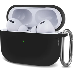 Airpods Pro 2.nesil Kılıf Askılı Mat Silikon Siyah