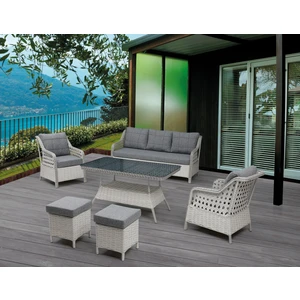 Tu Tienda Ronda 3+1+1+2PUF+Masa Rattan Bahçe Balkon Mobilyası,Kayrak Gri