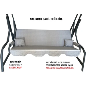 Süngersiz(Tentesiz)Salıncak Minder Seti 3 Kişilik Kılıf-Gri