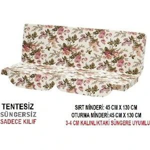 Süngersiz(Tentesiz)Salıncak Minder Seti (2 Kişilik) Kılıf-Ingiliz Gülü