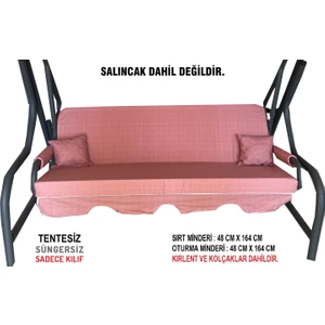 Süngersiz(Tentesiz)Salıncak Minder Seti 3 Kişilik Kılıf-Gül Kurusu