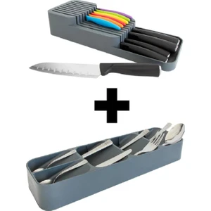 2 Sıralı Bıçaklık + 9 Bölmeli Çekmece Içi Kaşıklık 2Li Düzenleyici Set