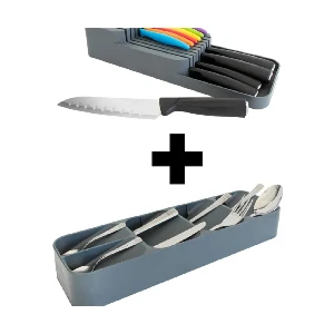 2 Sıralı Bıçaklık + 5 Bölmeli Çekmece Içi Kaşıklık 2 Li Düzenleyici Set