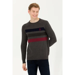 U.S. Polo Assn. Erkek Gri Melanj Triko Kazak 50255272-VR086