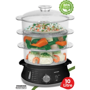 Steamcook 60 Dakika Zaman Ayarlı 10 Litre Bpa Içermeyen Buharlı Pişirici
