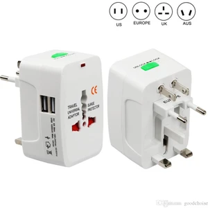 Evrensel Priz-Fiş Çevirici Seyahat Adaptörü 2 USB - Universal Travel Adapter Üniversal Usbli