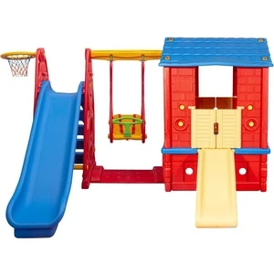 Çocuklar için Oyun Evi Salıncak Kaydırak Takımı – Bahçe ve İç Mekan Uyumlu - Anaokulu, Kreş