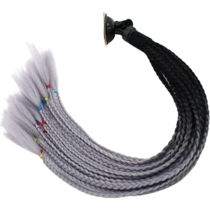 55CM At Kuyruğu Motosiklet Motosiklet Örgüler Saç Kuyrukları Siyah Gri (Yurt Dışından)