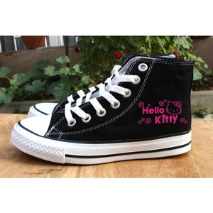 Touz Moda Hello Kitty Pink Baskılı Siyah Kanvas Ayakkabı