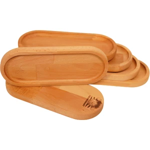 Ahşap Oval Çerezlik Sunumluk Kahvaltılık Yağdanlık 6’lı (24X10)