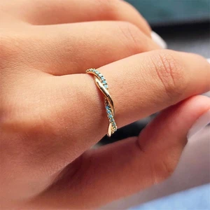 Fasek Gold Örgü Sıra Firuze Taşlı 925 Ayar Gümüş Alyans