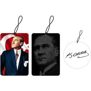 Araç Asma Koku Atatürk Figür Imza Tasarım Set 3