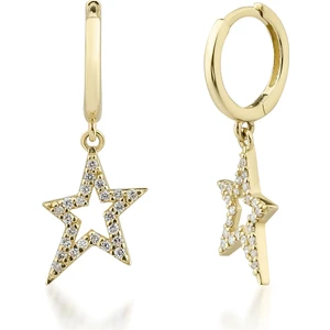 Kairos Jewelry 14 Ayar Altın Rockstar Taşlı Halka Küpe KRS-K20-14GEZ
