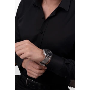 Siyah Saten Slimfit Erkek Gömlek