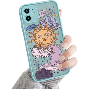 12 Mini Uyumlu Turkuaz Ay Kılıf Kamera Korumalı Renkli Kenarlıı Hux Silikon Kılıf