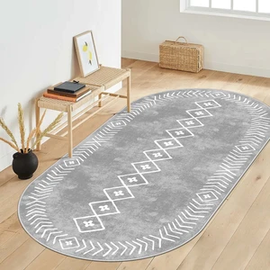 Confidence Home Makinede Yıkanabilir Kaymaz Taban Leke Tutmaz Oval Salon Halısı Mutfak Halısı ve Yolluk