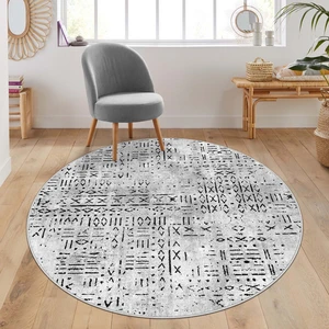 Confidence Home Makinede Yıkanabilir Kaymaz Taban Leke Tutmaz  Yuvarlak Salon Halısı ve Mutfak Halısı