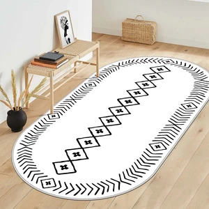 Confidence Home Makinede Yıkanabilir Kaymaz Taban Leke Tutmaz Oval Salon Halısı Mutfak Halısı ve Yolluk