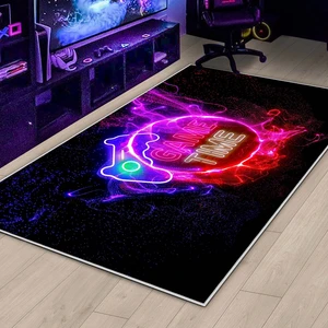 Confidence Home Gamer Halı Oyuncu Odası Için LED Işık Görselli Yıkanabilir Kaymaz Taban Halı Genç Odası Için Halı
