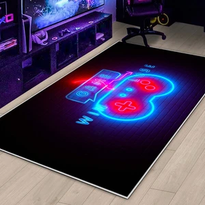 Confidence Home Gamer Halı Oyuncu Odası Için LED Işık Görselli Yıkanabilir Kaymaz Taban Halı Genç Odası Için Halı