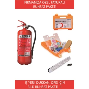Iş Yeri, Dükkan, Ofis Ruhsat Paketi- Yangın Tüpü, Ilk Yardım Çantası, 69 LED Işıldak -Ruhsat Paketi1